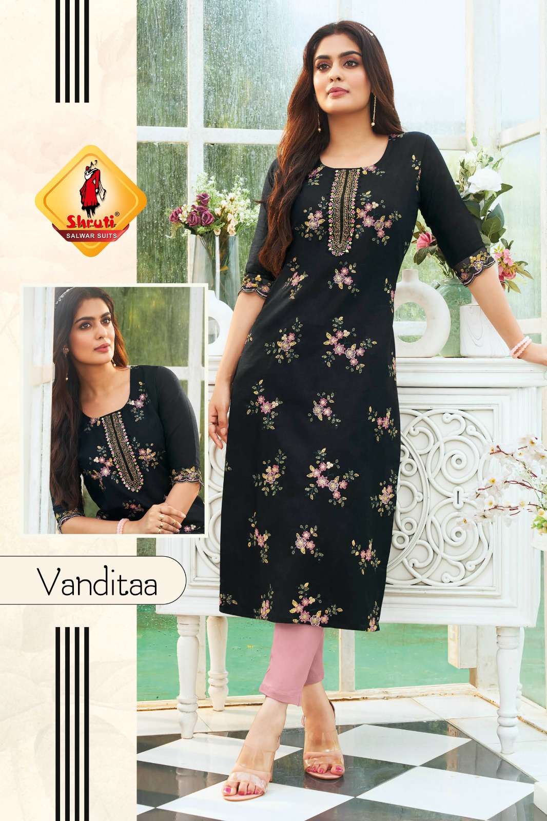 KKASHISH VOL 29 PURE COTTON LINEN WITH DIFFERENT TYPES OF STYLISH EMBROIDERY WORK KURTI BY SHRUTI SUITS BRAND VANDITAA